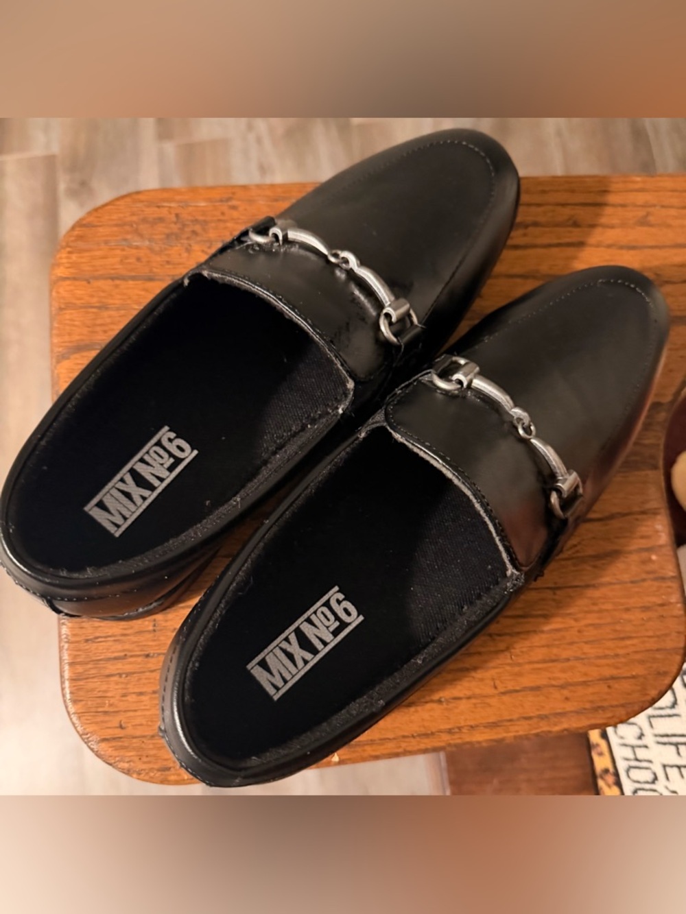 Mix No. 6 Black Slip-On Loafers with Silver Horsebit